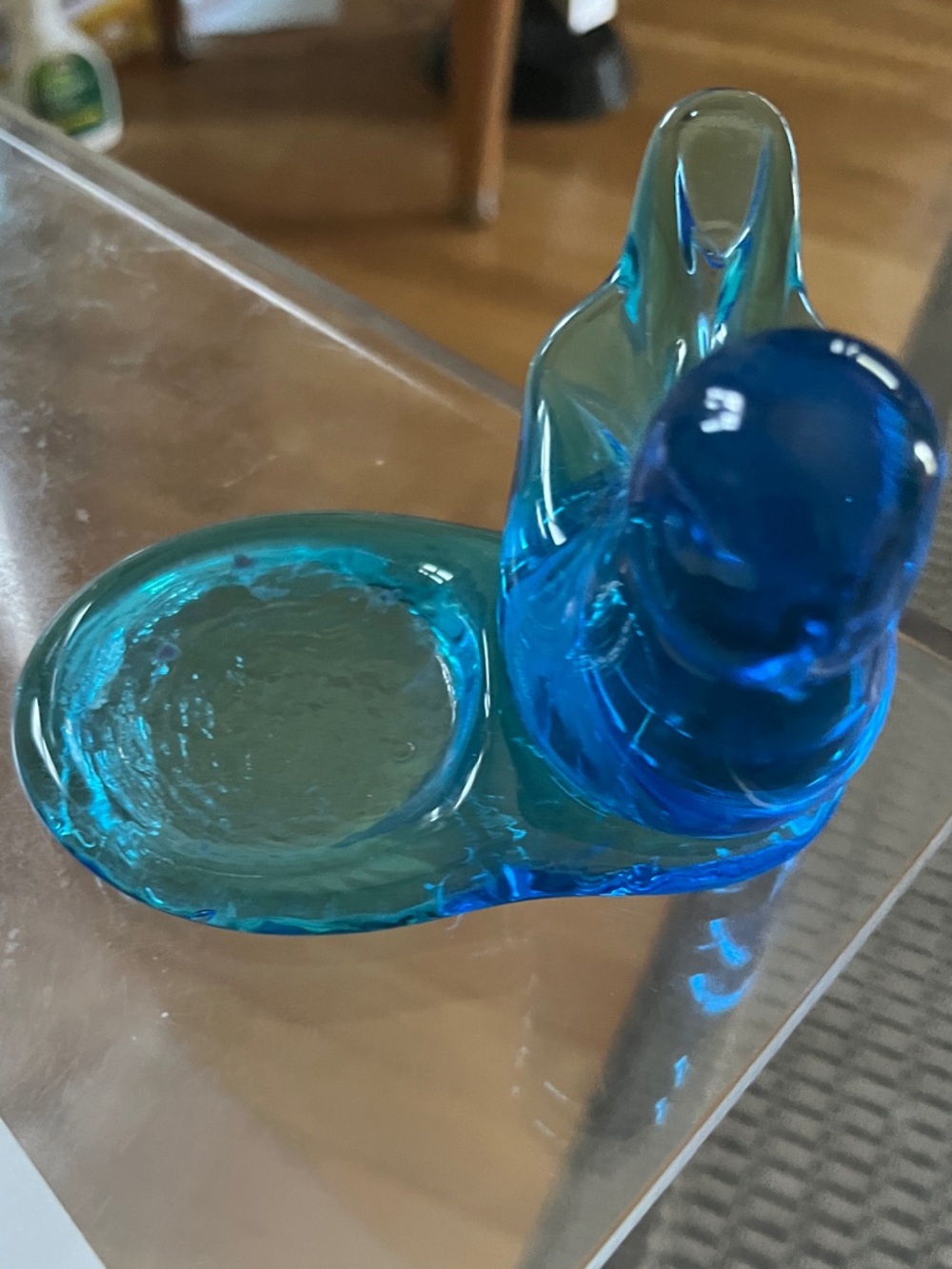 Blue Glass Decorative tea light holder- Home Art